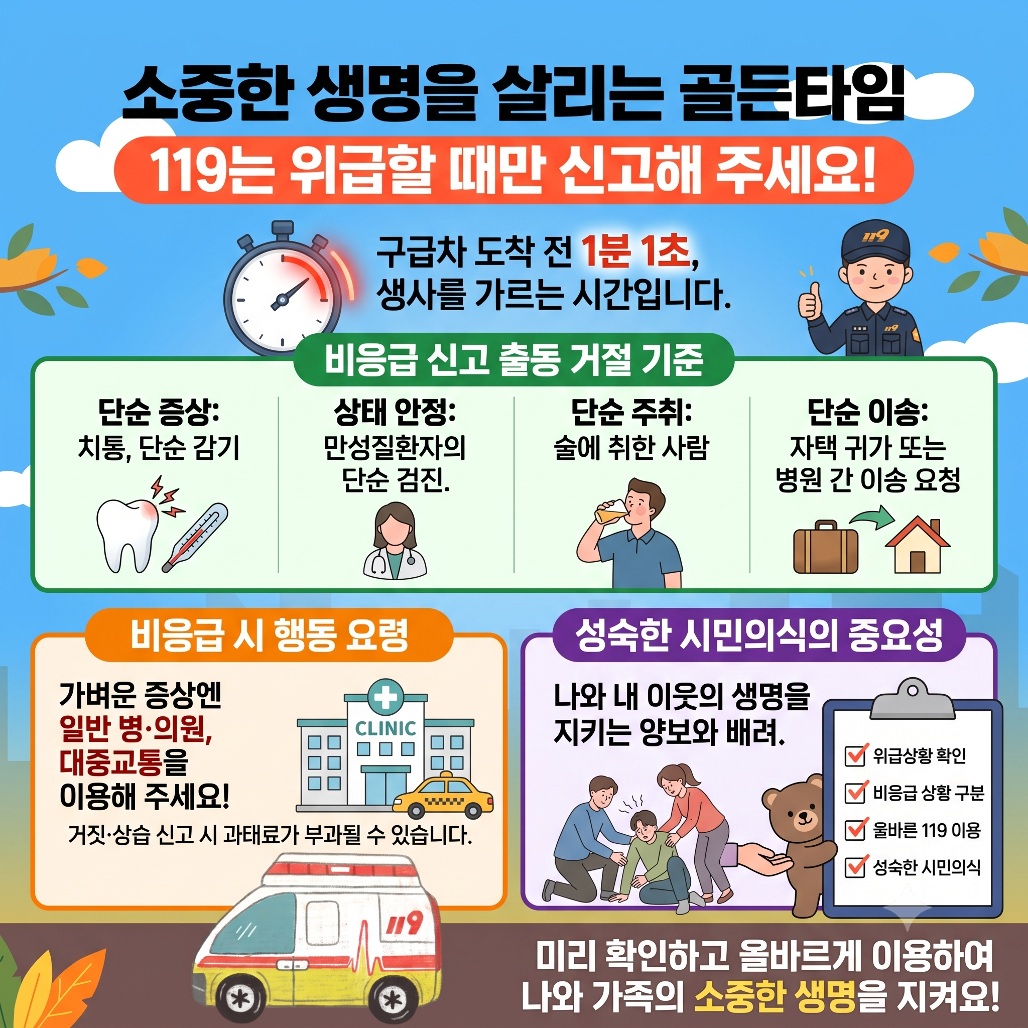 소중한 생명을 살리는 골든타임‘119는 위급할 때만 신고해 주세요!’