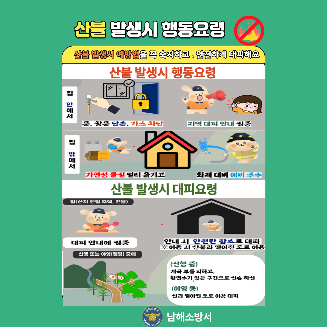 산불시 행동요령 등