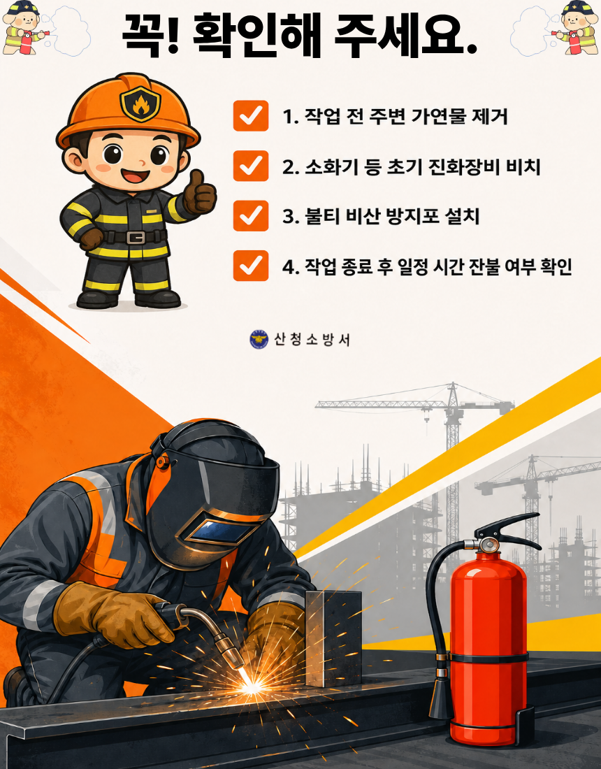 공사장 용접 및 용단작업 화재예방수칙 홍보
